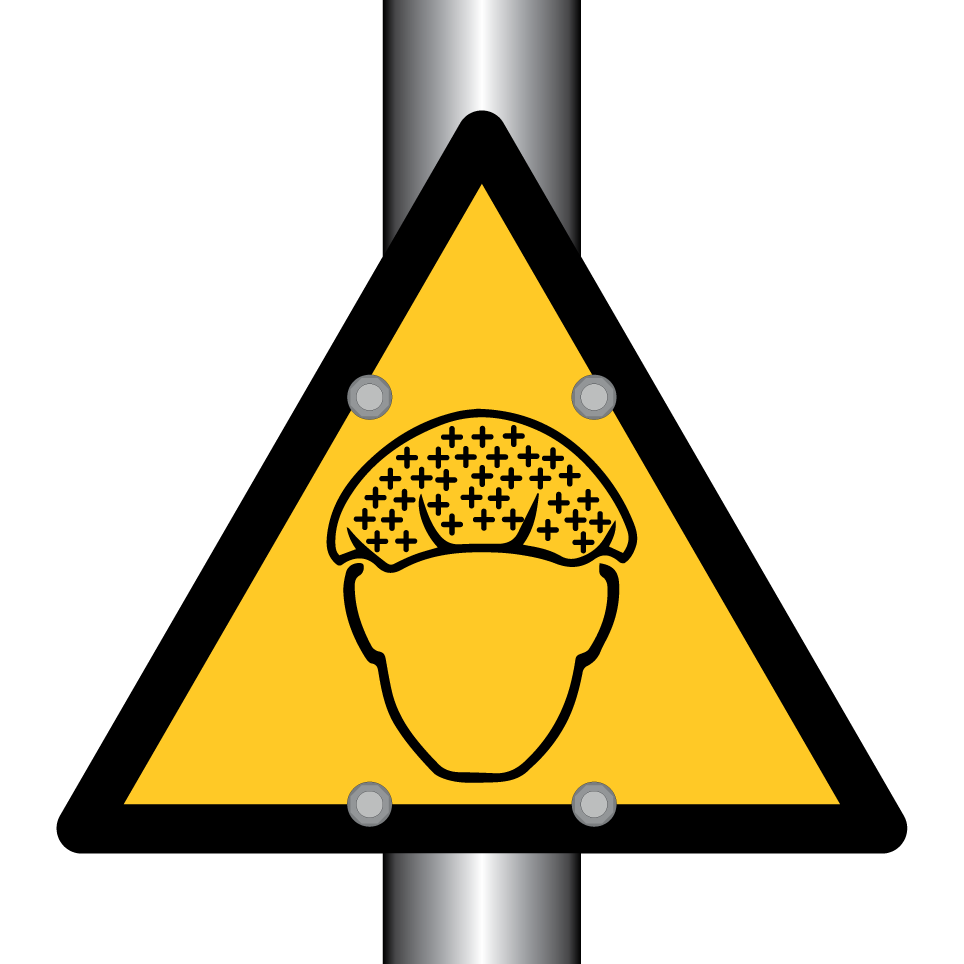 Warning hair protection required