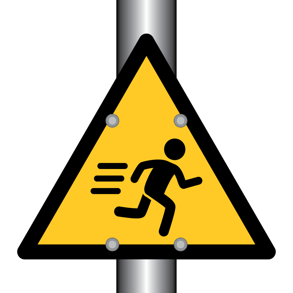 Persona corriendo de advertencia