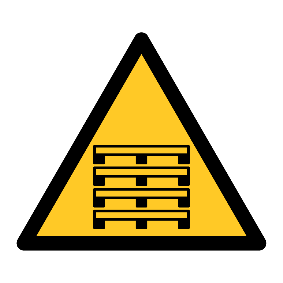 Warning stacked pallets