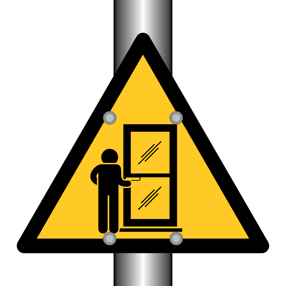 Warning glass door
