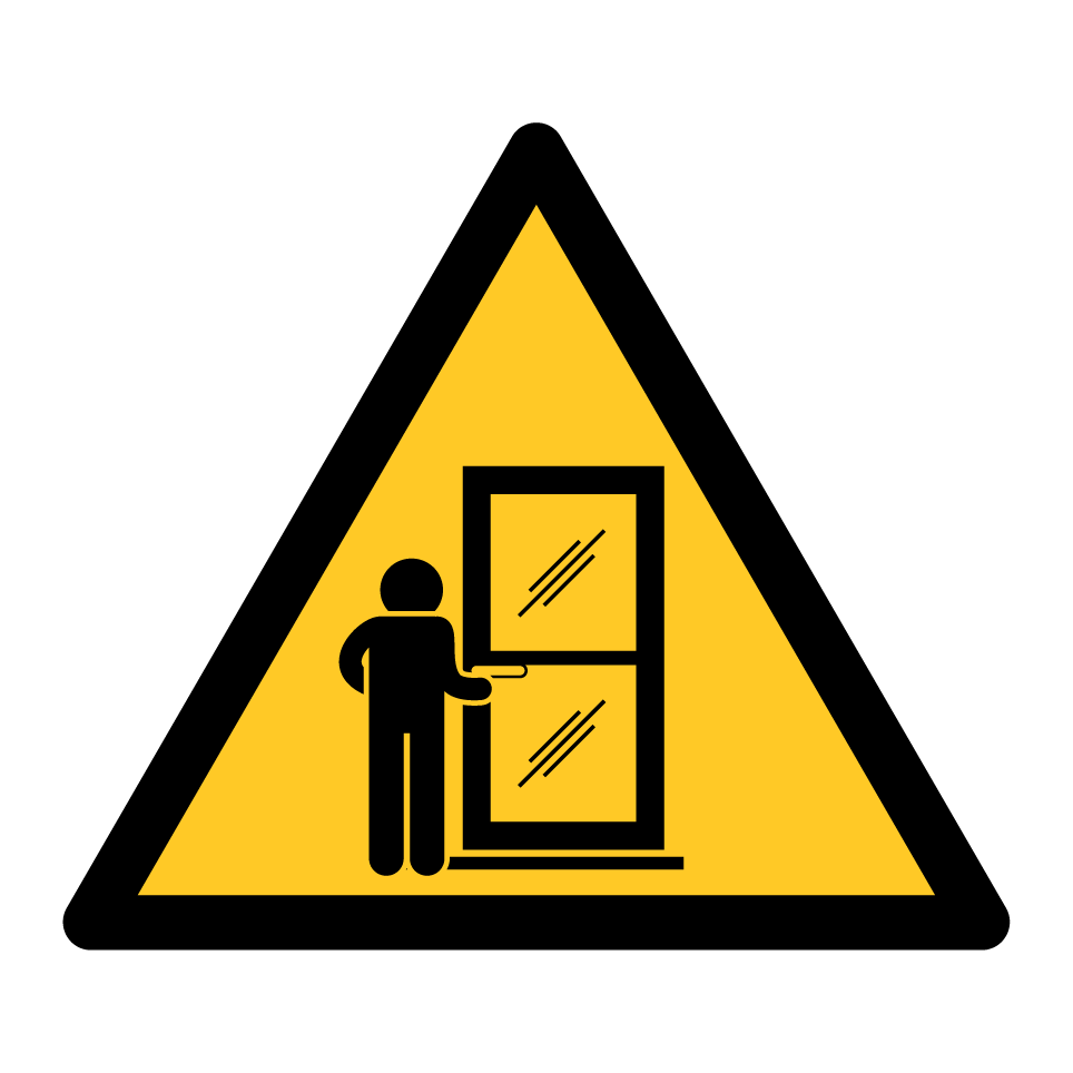 Warning glass door
