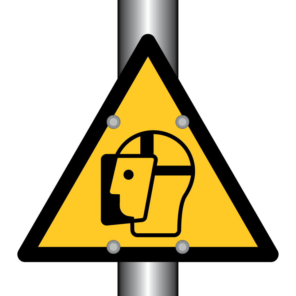 Warning face shield required